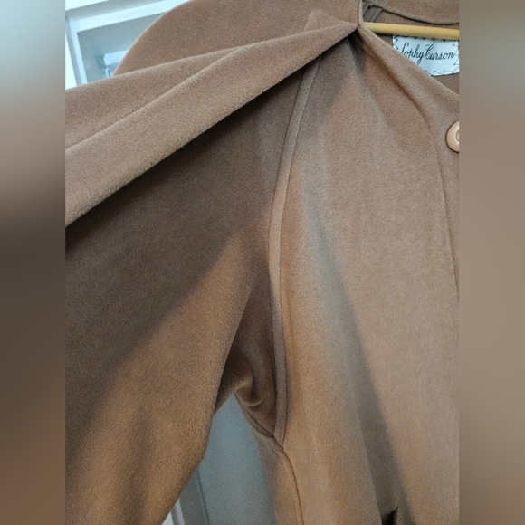 Vintage Sophy Curson light brown tan coat with fringe shawl - Picture 16 of 17